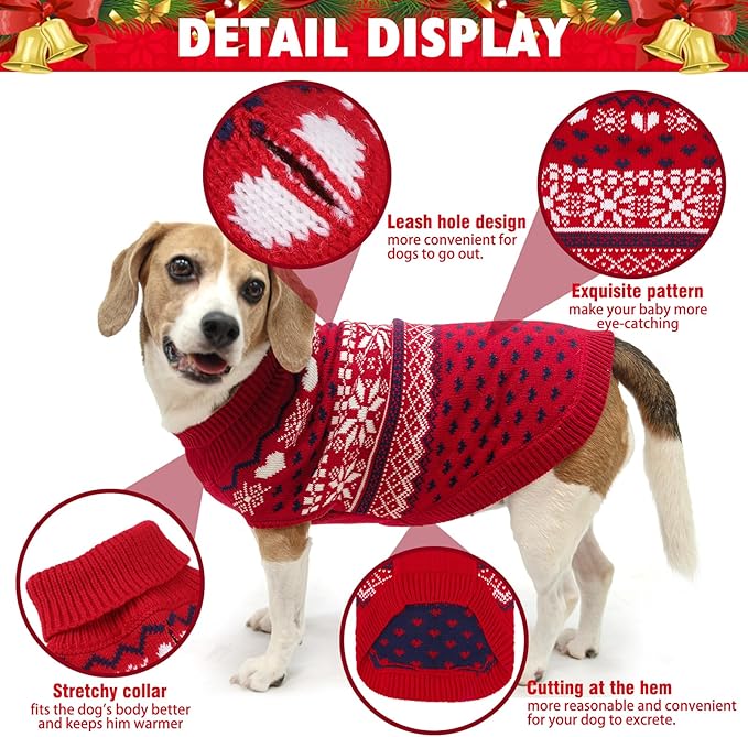 SCENEREAL Dog Sweaters for Medium Sized Dogs - Soft, Warm Turtleneck Pullover Fall Winter Dog Clothes, Knitted Argyle Dog Christmas Outfits, Ugly Pet Clothing for Boy Girl Puppy