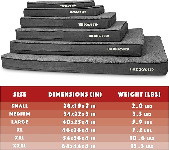 The Dog’s Bed Orthopedic Memory Foam Dog Bed, Large Grey Plush, Pain Relief for Arthritis, Hip & Elbow Dysplasia, Post Surgery, Lameness, Supportive, Calming, Waterproof Washable Cover