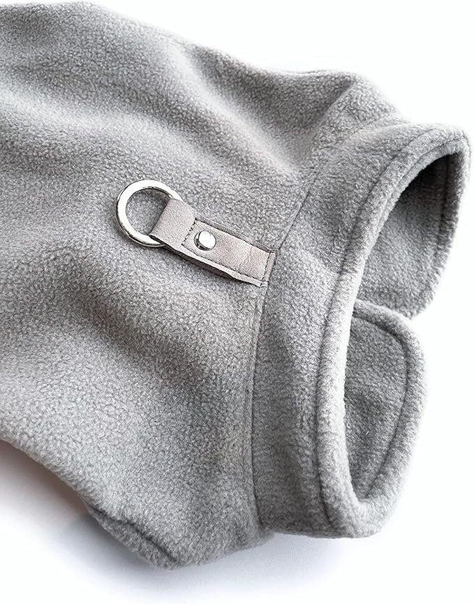 JACKO & CO - Fleece Vest Dog Sweater with Leash Ring - Soft, Warm & Lightweight Pullover Coat for Small & Medium Dogs, Puppies & Cats - Cozy Fall/Winter/Spring Pet Jacket (Grey, XX-Large 25-35lbs)