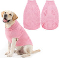 PUPTECK Dog Sweater, Turtleneck Warm Knitted Pullover Coat, Thick Cable Knitwear Clothes in Winter, Pet Apparel Outfits for Large Dogs, for Cold Weather Indoor & Outdoor, Pink XL