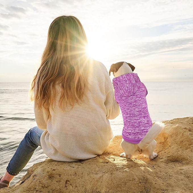 Dog Sweaters for Medium Dogs Dog Hoodie Fleece Dog Sweater Soft Dog Clothes Sweatshirt with Pocket Dog Hoodie for Medium Dogs(Purple&M)
