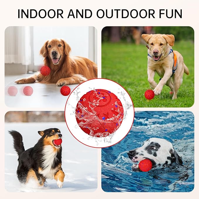 Interactive Dog Toys Dog Ball,Durable Motion Activated Automatic Rolling Toys for Medium/Large Dogs,Automatic Moving, Bouncing,and Rotating,E-TPU Material, IP54 Waterproof (Red)