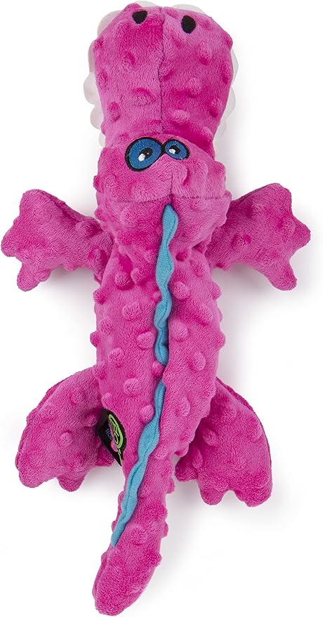 goDog Gators Squeaky Plush Dog Toy with Chew Guard Technology, Durable Fabric & Squeaker for Active Play, Pink, Large