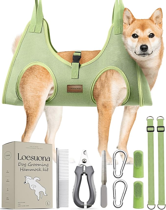 Dog Grooming Hammock – for Dogs Cat Grooming Hammock,Dog Sling for Nail Trimming with Dog Nail Clippers for Small Dogs,Dog Hammock for Nail Trim,Dog Hanging Harness for Nail Trimming
