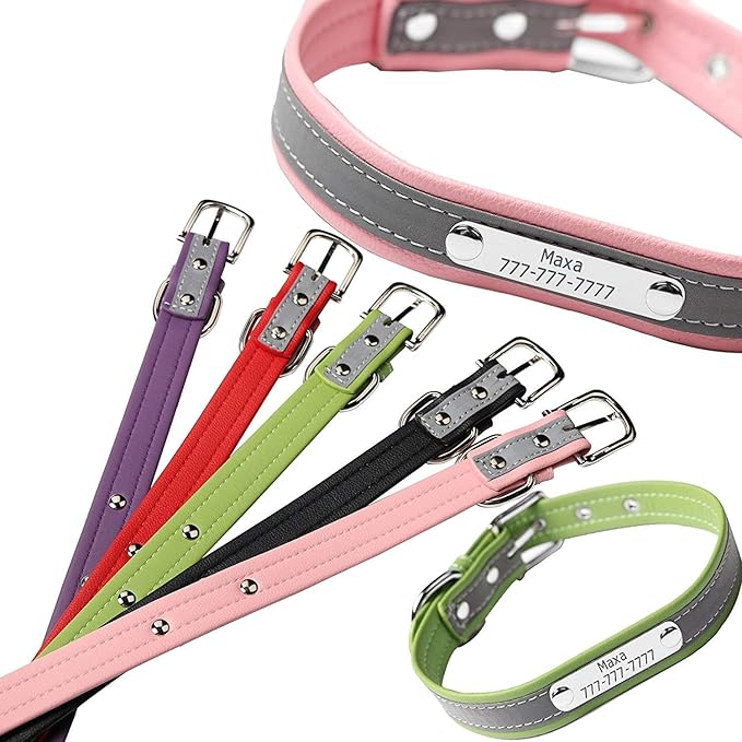 Personalized Reflective Cat Collars with Name Tag and Plated,Engraved Custom Cat Collar with Name and Phone,Kitten Collar with Safety Buckle Adjustable for Cats and Kitten(Pink)