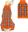 PUPTECK Dog Sweaters for Large Medium Small Dogs - Fall Classic Plaid Style Puppy Holiday Winter Coat Clothes Warm, Reddish Orange, XL