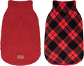 cyeollo Small Dog Coat Sherpa Dog Winter Coat, Reversible Fleece Doggie Jackets Sweater Vest for Small Dogs Male with Leash Hole, Soft Cold Weather Pet Coats, Buffalo Plaid S
