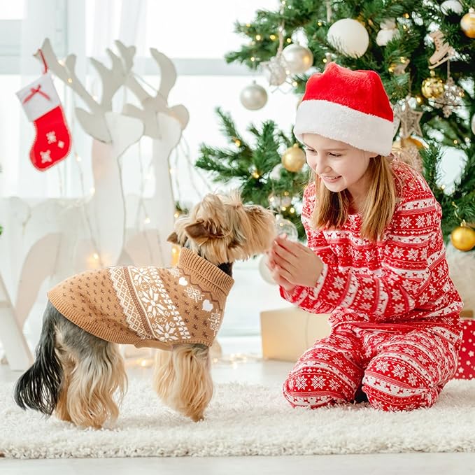 SCENEREAL Dog Sweaters for Small Dogs - Soft, Warm Turtleneck Small Dog Sweater, Ugly Knit Dog Christmas Outfits for Dachshund, Chihuahua, Pug, Yorkie,Winter Pet Clothes Girl Boy, XS