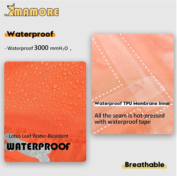 Dog Raincoat,Waterproof Rain Poncho with Hoodie, High Reflective Adjustable Pet Rain Jacket with Leash Hole for Small Medium and Large Dogs (Orange, XX-Large: 55-70lbs)