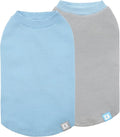 KYEESE 2Pack Dog Shirts Waffle for Small Dogs Stretchy T-Shirts Lightweight Tank Top Sleeveless Vest Breathable Cat Tee, Medium, Blue+Grey