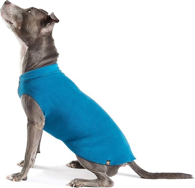 Goldpaw Stretchy Fleece Jacket for Small Dogs - Super Soft, Warm Dog Sweater - Pet Sweater Vest for Fall and Winter - Canine Clothes Made in The USA - Machine Washable - Marine Blue - Size 22