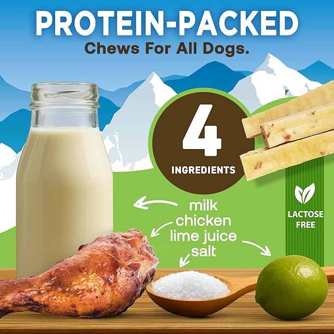 EcoKind Premium Gold Yak Cheese Himalayan Dog Chews, Dog Treats Large Breed, All Natural, High Protein Dog Chew, Chicken, Large - 1 Chew