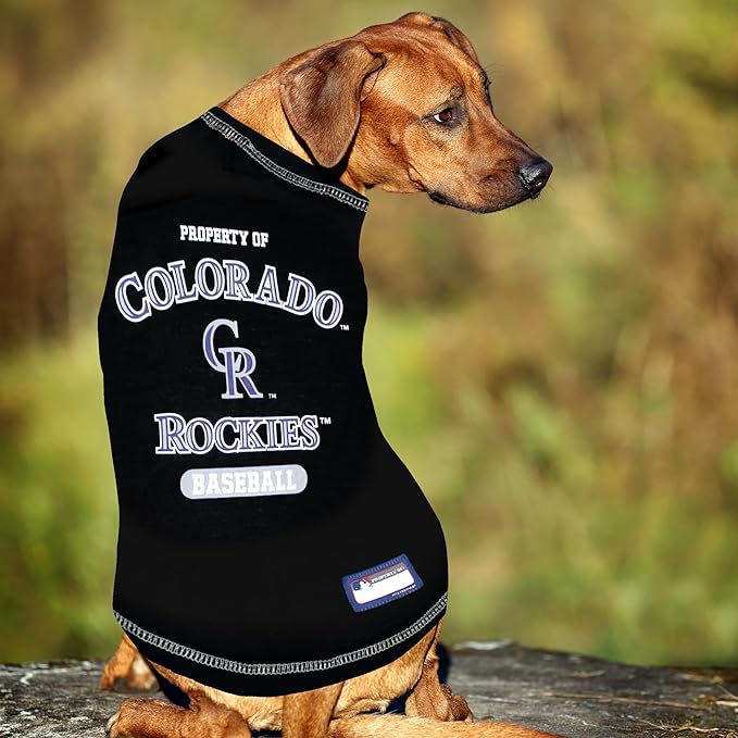 MLB Colorado Rockies Dog T-Shirt, Large. - Licensed Shirt for Pets Team Colored with Team Logos. - Premium Stretchable Materials for The Comfort of Your Dog & cat.