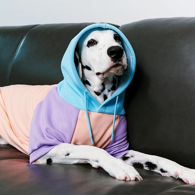 Tuff Pupper Dog Hoodie | Premium Quality 100% Organic Cotton | Ultra Soft Interior for Superior Comfort | Elastic Cuffs & Drawstring for Warmth | Stretch Fit Suitable for All Breeds (Pastel, L)
