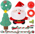 KIPRITII 9 Pack Xmas Puppy Dog Toys Set with Dog Squeaky Toys, Chew Toys & Puppy Teething Toys for Small Dogs and Puppies