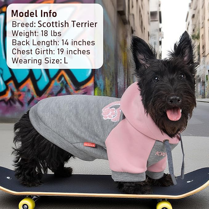 KYEESE Dog Hoodie Stretchy Dogs Winter Coat for Cold Weather Soft Dog Clothes for Small Dogs Pet Sweatshirt with Drawstring Comfort Cat Sweater Warm Pet Clothes Cat Coat with Leash Hole