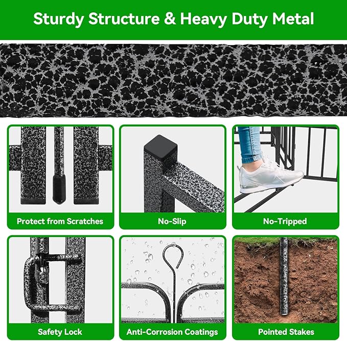 Square Steel Pipe Dog Fence Outdoor 24 Piece Panels 47" Height Anti-Rust Heavy Duty Dog Playpen with Doors Portable for Yard RV Camping, Total 54FT, 227 Sq.ft, Snowy Black