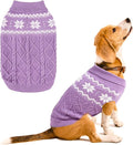 Warm Winter Dog Sweater - Cold Weather Pet Clothes for Small Medium Large Dogs Indoor Outdoor, Soft Classic Knit Puppy Apparel, Purple, SM