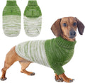 Queenmore Pullover Large Dog Sweater,Classic Turtleneck Warm Pet Sweater with Leash Hole for Dog Girls Boys,Winter Knitwear Clothes for Dachshund,Corgi,French Bulldog(Green,L)