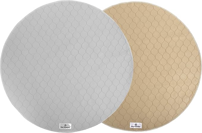 Pet Parents® Pawtect® Pads Washable Pee Pads for Dogs (2pack) of Premium Dog Pee Pads, Waterproof Puppy Pads & Reusable Dog Pads, Whelping Pads & Modern Pee Pads for Dogs (Tan/Grey, 36" Round)