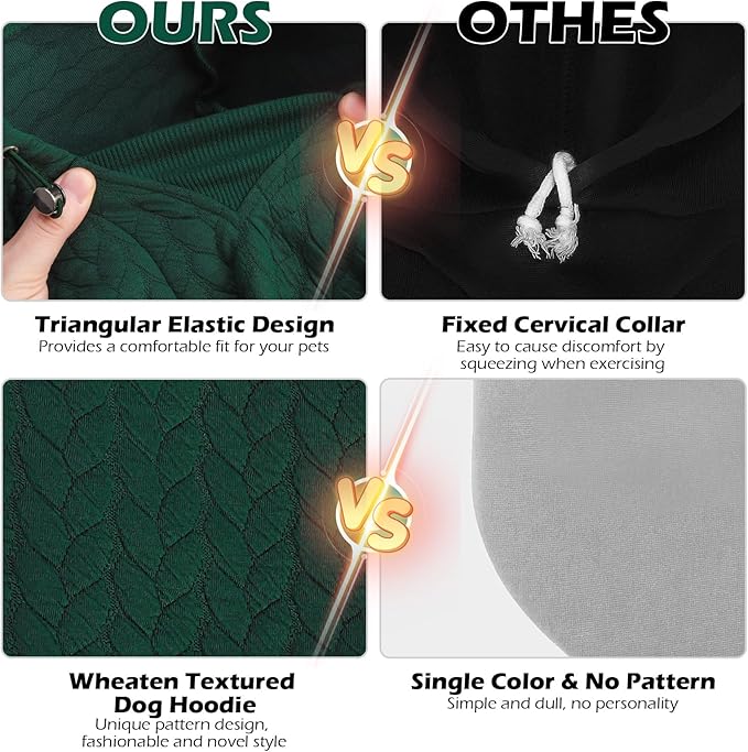 EXPAWLORER Textured Cable Knit Basic Dog Hoodie, Elevated Style Dog Sweater with Leash Hole and Pocket, Soft and Warm Pet Winter Coat, Cold Weather Clothes for Small Medium Large Dogs Cats, Green XS