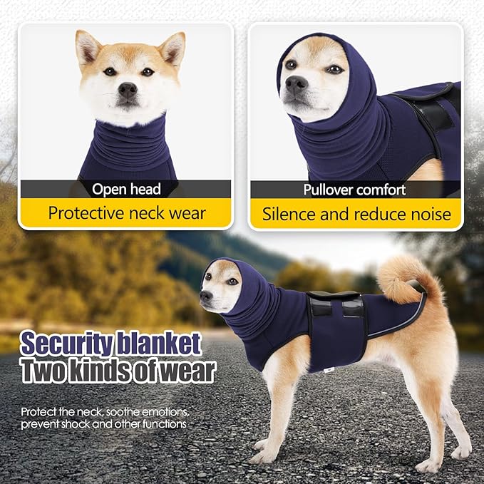 Dog Anxiety Vest,Pet Calming Hoodie Breathable Dog Anti-Anxiety Jacket for Thunder Fireworks and Separation,Blue S