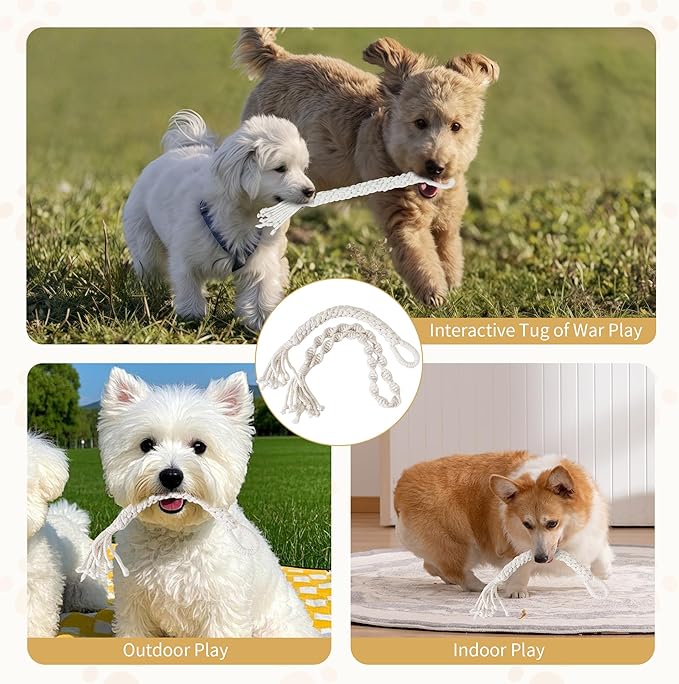 Dog Rope Toys for Small Aggressive Chewers, Tough Cotton Chew Toy, 16in Indestructible, Tug of War Dog Pull Rope Teeth Cleaning(2 pack-16Inch)