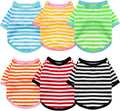 Geyoga 6 Pieces Dog Striped T-Shirt Cotton Breathable Pet Apparel Colorful Puppy Sweatshirt Clothes for Small to Medium Dogs Puppy(S)