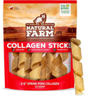 "Natural Farm Curly Pork Collagen Sticks (5-6 Inch, 1 Pack), Fully Digestible & Natural Dog Chews, Flavorful & Long Lasting, Best for Small & Medium Chewers, Odor-Free Rawhide Alternative"