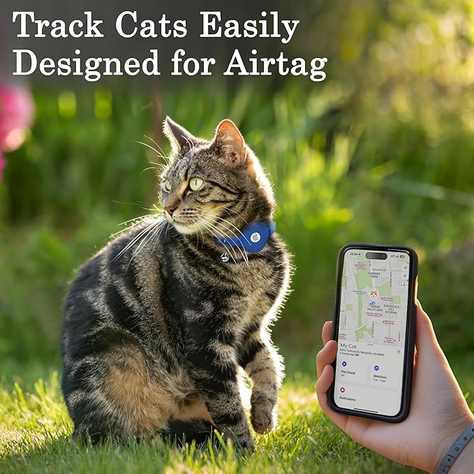 OOPSDOGGY Cat Collar for AirTag Holder, Leather Kitten Collars with Elastic Strap & Bell, Non Breakaway Adjustable Small Pet Collars for Indoor & Outdoor for Boy, Girl (Beige)