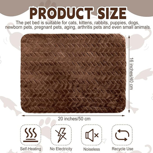 4 Pack Self Heating Cat Pad 16 x 20 Inch Self Warming Cat Bed Non Slip Warm Dog Pad Mat Washable Pet Kennel Crate Bed Mat for Indoor Outdoor Pets(Dark Coffee,16 x 20 Inch)