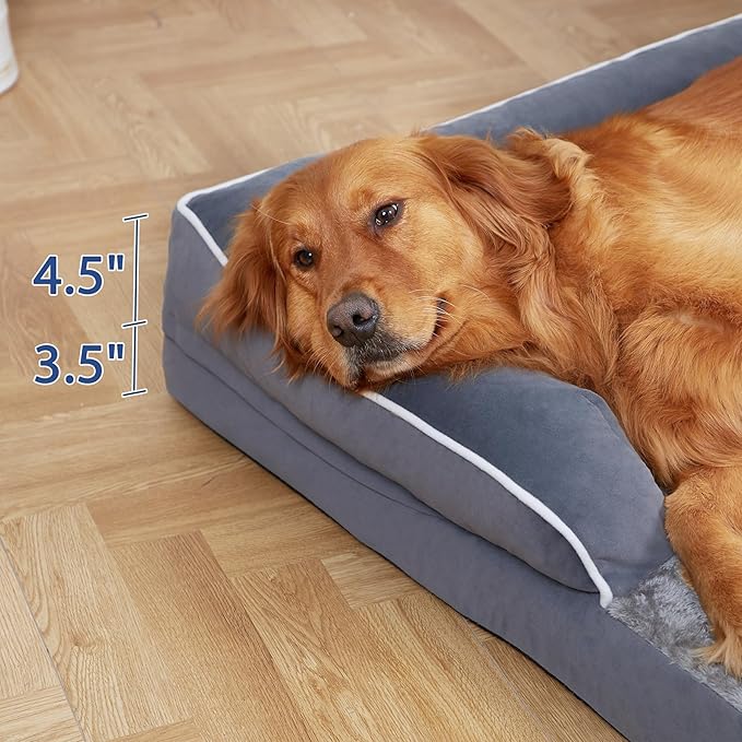 Orthopedic XXL Dog Beds, Waterproof Egg Crate Foam Big Pet Bed for All Breed Sized Dogs 53x42Inch, Washable Extra Large Dog Couch Bed with Removable Cover and Non-Slip Bottom, Dark Grey