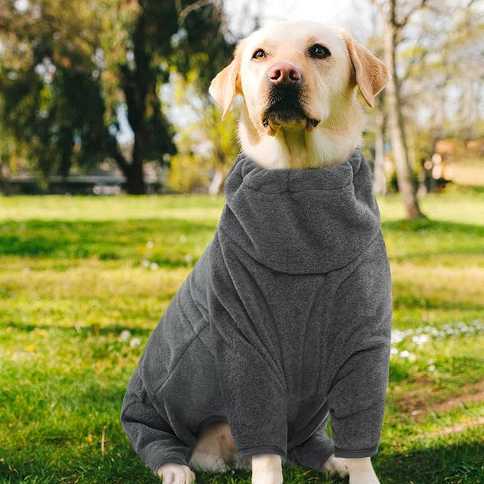 ROZKITCH Fleece Jacket for Dogs, Pet Windproof Warm Cold Weather Jacket Vest Cozy Jumpsuit Apparel Outfit Clothes for Small Medium Large Dog Walking Hiking Sleep Grey M