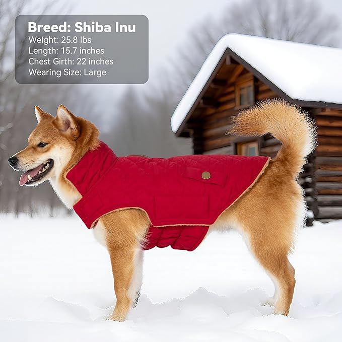 Dog Winter Coat, Waterproof Warm Dog Jackets for Large Dogs Boy, Adjustable Pet Vest Windproof Cold Weather Clothes Dogs Snowsuit with Leash Hole, Red XX-Large