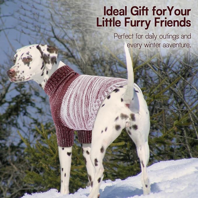 Queenmore Small Dog Sweater, Knitted Puppy Pullover, Soft Turtleneck, Long Sleeves, Purple, Small