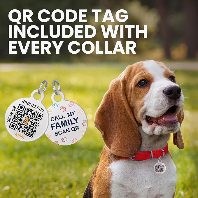BronzeDog Rolled Leather Dog Collar with QR ID Tag, Adjustable Soft Round Collars for Small Medium Large Dogs Puppy (11" - 14 1/2" Neck Size, Burgundy)