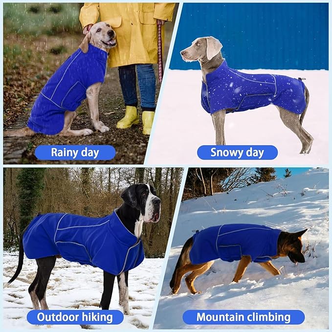 MIGOHI Dog Waterproof Jacket,Medium Dog Coat,Warm Dog Fleece Jacket for Hiking Camping,Fleece Vest for Dogs,Schnauzer,Jack Russell Terrier,French Bulldog,Winter Jackets for Medium Boys Girls,M,Blue