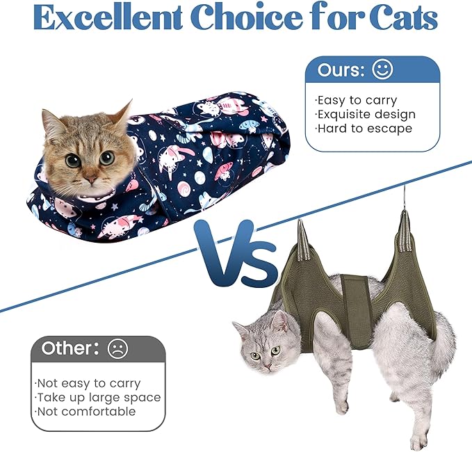 21.7" Cat Grooming Wrap, Cat Wrap for Cutting Nails, Anti-Scratch, Anti-Escape Calming Packaging, Cat Swaddle Wrap for Kittens, Large