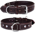 Genuine Leather Reflective Dog Collar | Stellar Series | Safe for Night Walking | Soft, Cushion Padding, Handmade | Best for Small, Medium, Large, (Medium (Fit Neck Size 14.5"-18.5"), Garnet)