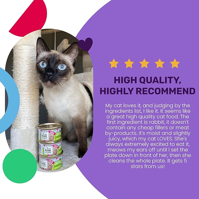 I and love and you Wet Cat Food - Whascally Wabbit Pâté - Rabbit Recipe, Grain Free, Filler Free, 3oz Pack of 24 Cans