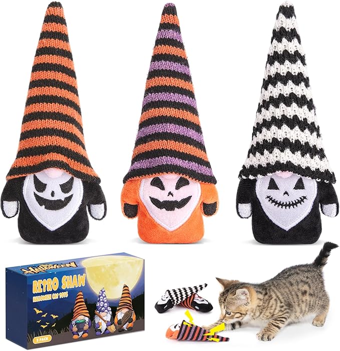 Retro Shaw Cat Toys, Crinkly Catnip Toys for Indoor Cats Kitten Kitty, Interactive Cat Nip Chew Kicker Toy for All Pet Breeds, 3 Pack