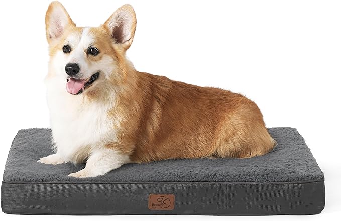 Bedsure Large Dog Bed for Crate - Comfy Flat Pet Beds with Removable Washable Cover, Orthopedic Egg Crate Foam Crate Mat, Suitable for Pet Up to 50 lbs
