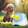 Automatic Dog Ball Launcher for Small Dogs – Dog Ball Thrower for Indoor Outdoor with 3 Adjustable Distance Settings 10ft, 20ft, and 30ft – Interactive Toy with 3 Mini Tennis Balls 2 Inch