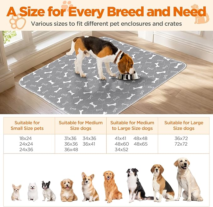 Washable Pee Pads for Dogs, 2 Pack Dog Pee Pads Washable, Waterproof Puppy Pads Mat Reusable Fast Absorbent Dog Potty Training Pads, Whelping Pads for Playpen Crate - 24”x24”