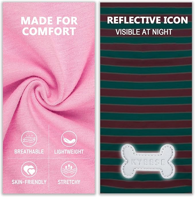 KYEESE 2Pack Dog Shirts Striped T Shirt for Medium Dogs Boy Lightweight Sleeveless Vest Cotton Tank Top Clothes, XX-Large,Pink+Striped