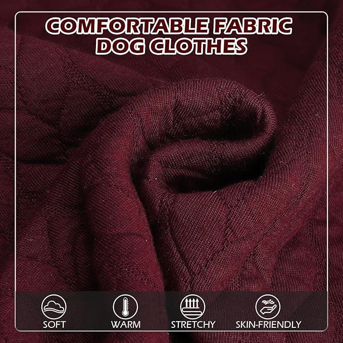 EXPAWLORER Textured Cable Knit Basic Dog Hoodie, Elevated Style Dog Sweater with Leash Hole and Pocket, Soft and Warm Pet Winter Coat, Cold Weather Clothes for Small Medium Large Dogs,Wine Red M