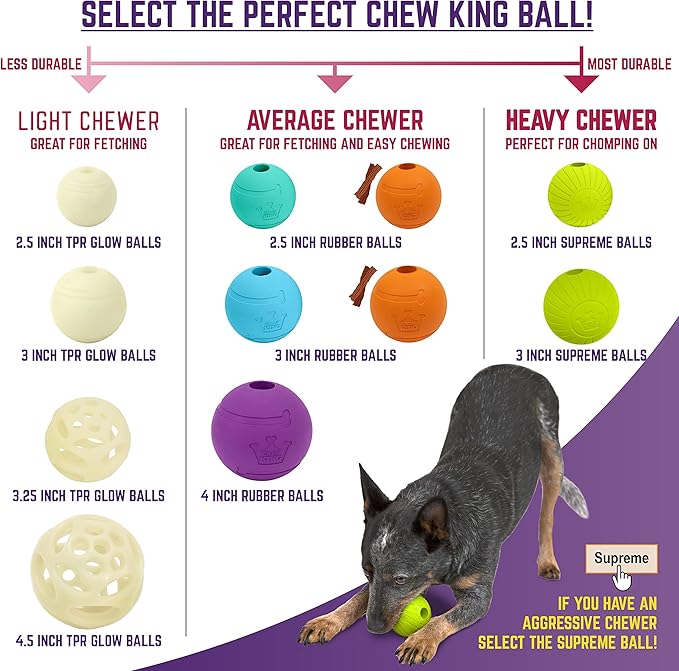 Chew King 3 Inch Supreme Rubber Balls (4-Pack)
