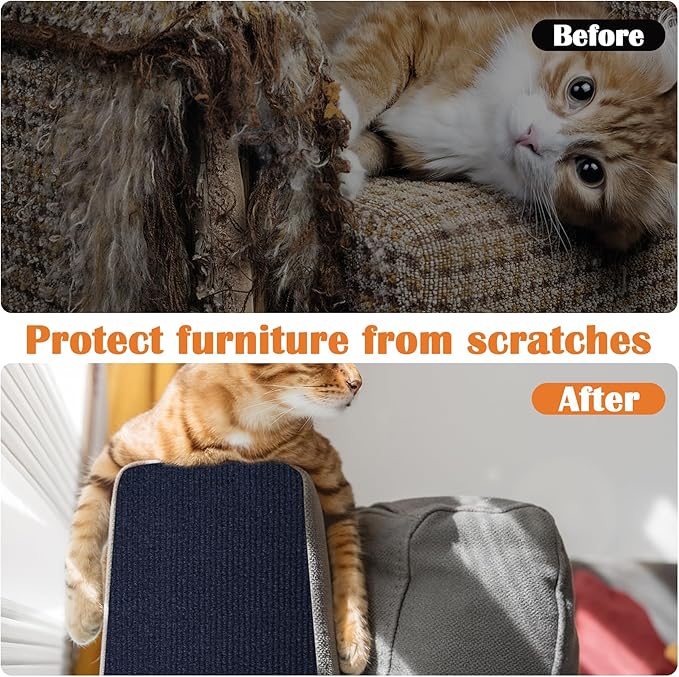 Cat Scratch Furniture Protector - 118" x 13.8" Trimmable Self-Adhesive Cats Claws Scratch Pads, DIY Cat Climbing Couch Protector for Scratch Post Cat Tree Replacement Indoor (Dark Blue)