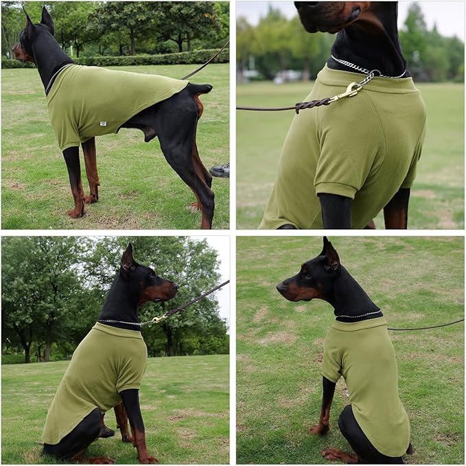 Lovelonglong Ribbed Dog T-Shirt Cotton Knitted Dog Sweaters for All Season Pet T-Shirts for Large Medium Small Dogs Olive Green 2XL