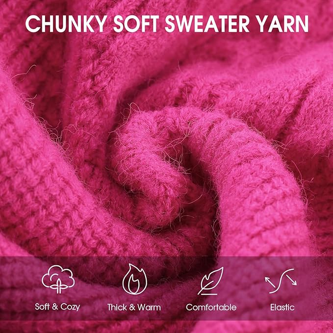 Queenmore Large Dog Sweater, Dog Sweaters for Large Dogs Girl or Boy, Large Dog Christmas Sweater, Winter Puppy Doggie Sweatshirt Knitwear, Pet Chunky Warm Coat for Small Medium Size Dogs, Fuchsia L